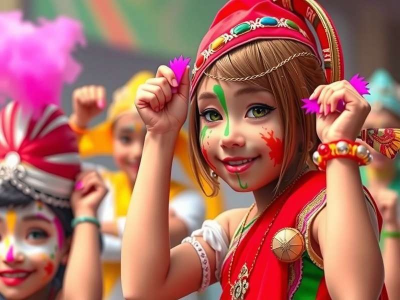 Holi Delight Race showing regional characters from different Indian states